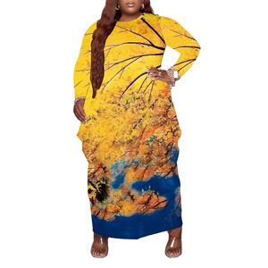 5140 Plus Size Maxi Dress Loose Oversize Long Sleeve Baggy Tshirt Casual